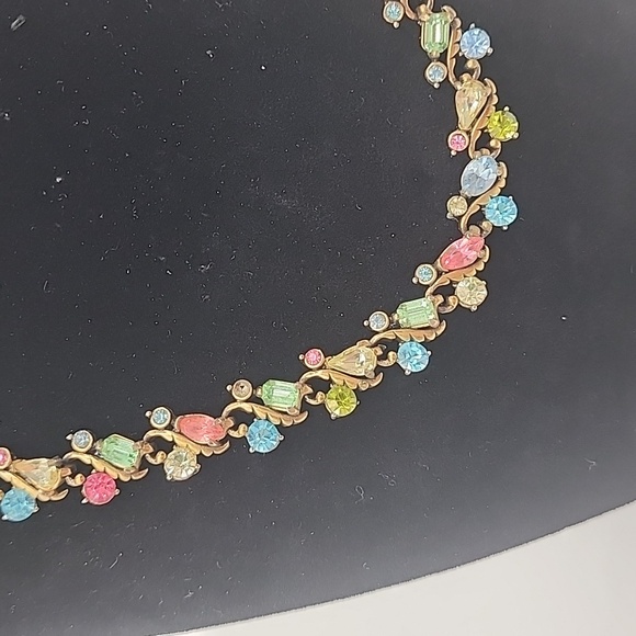 HOLLYCRAFT Vintage Multicolor Crystal Necklace and Earring Set - Picture 3 of 11